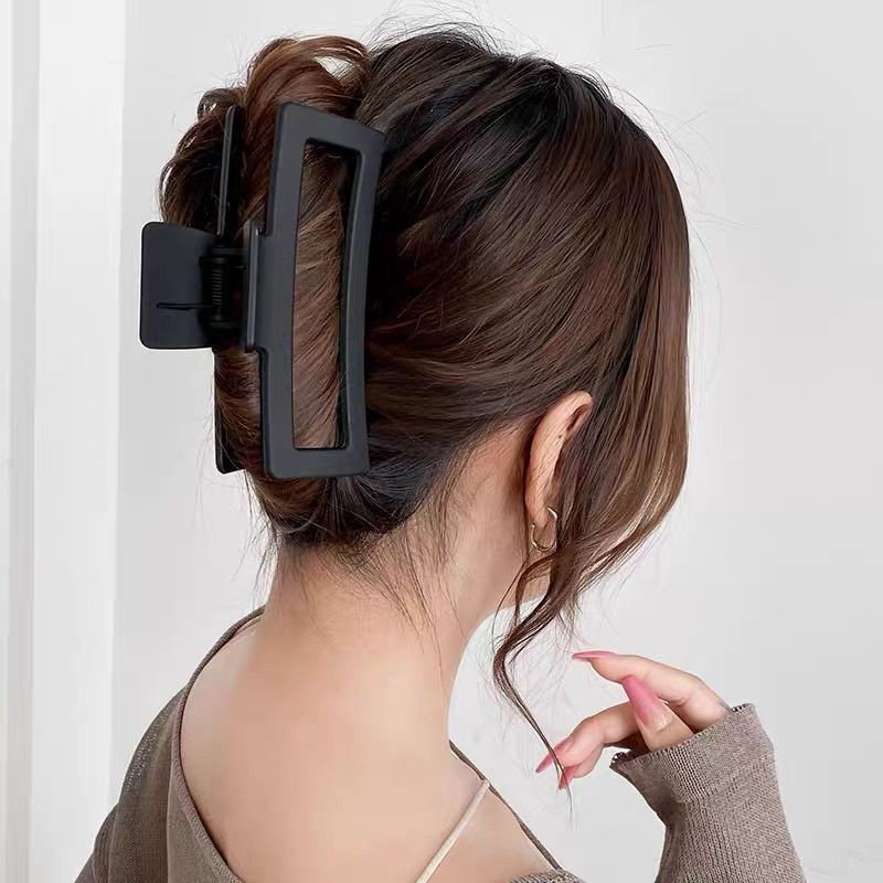 15cm发夹超大号新款果冻色女后脑勺盘发鲨鱼夹子发量多交叉大抓夹详情4