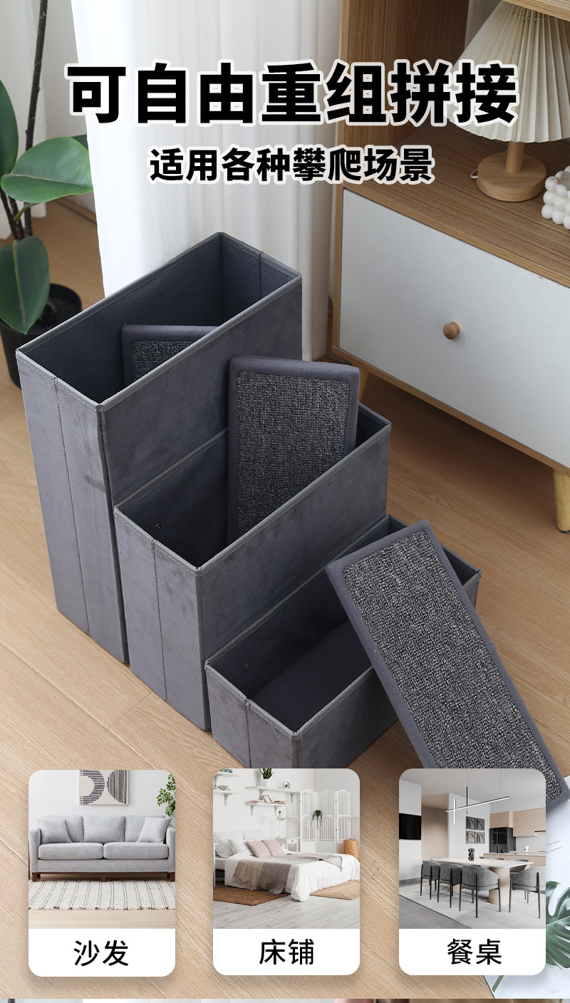 The cross-border pet staircase with foldable spear nails can be connected to three levels of steps and can store dog and cat ladders pic 6