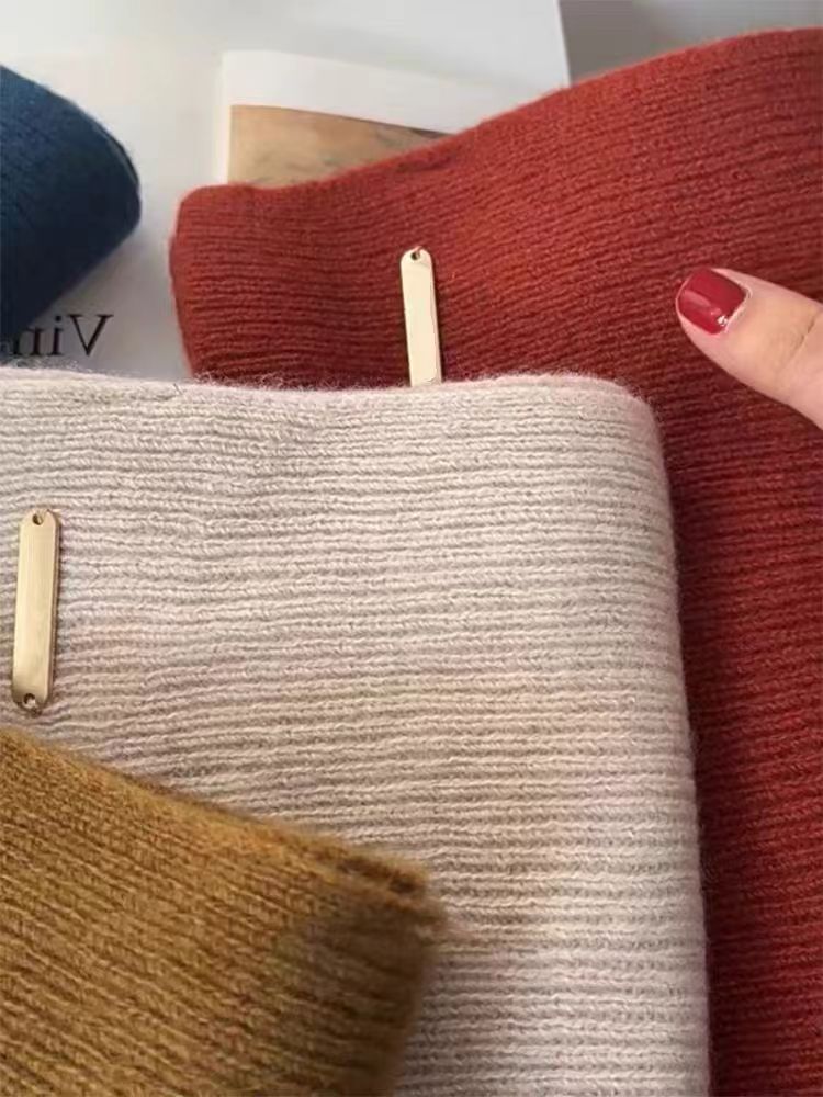 围巾女冬季2024新款毛线针织纯色小围巾潮韩系加厚保暖百搭长围脖详情6