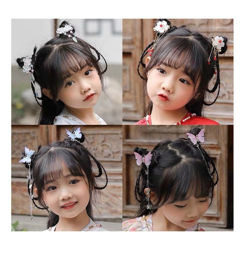 中国风儿童头饰套装女童汉服发夹古风发卡步摇超仙流苏蝴蝶发饰详情15