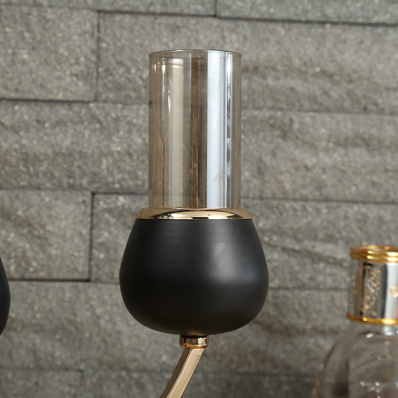 European-style luxurious metal candlestick model room hotel soft decoration items, candlelight dinner table decoration props pic 8