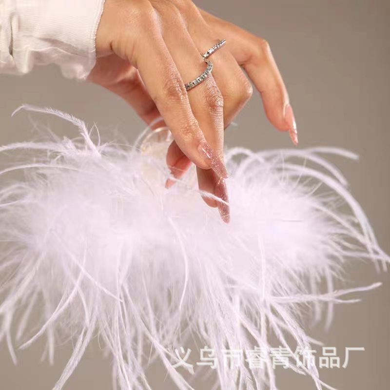 Super fairy clip headwear, shark clip, ins style feather claw clip, high-end ostrich hair clip, back of the head shark clip pic 6