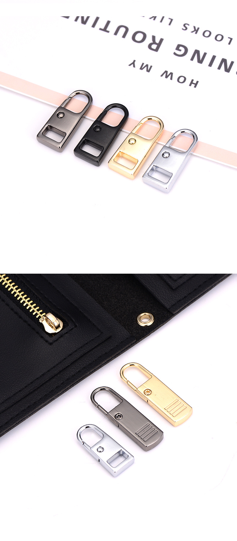 Tool-free detachable zipper pulls for bags, schoolbags, coats, clothes, shoes, boots, and metal pull locks, pendants, and pull plates pic 11