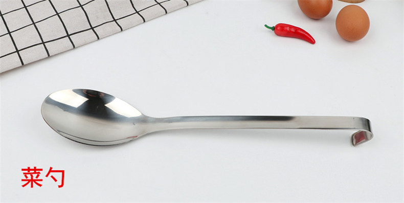 BB4C批发加厚不锈钢长柄厨匙带钩汤勺漏勺汤匙份数盆打菜勺厨详情6