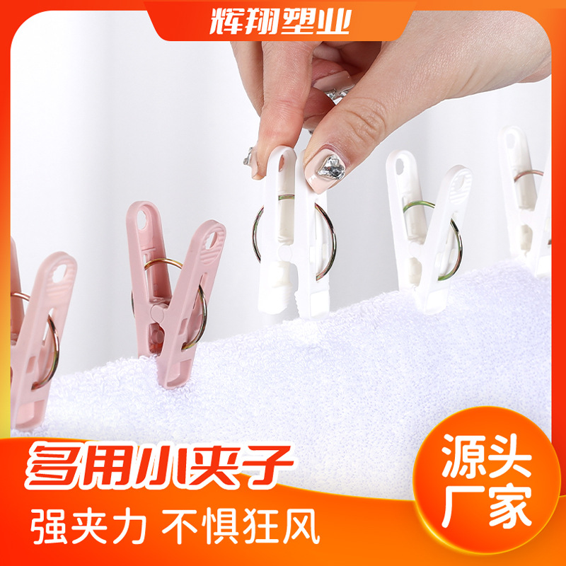 厂家直销强力防风夹四色混搭晾晒夹塑料晾衣夹防滑小夹子零售批发详情3