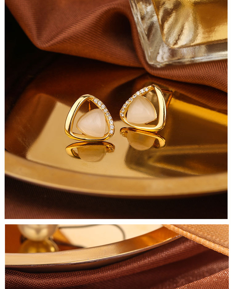 妮美雅S925银猫眼石三角耳钉女轻奢高级感气质耳环女时尚百搭耳饰详情40