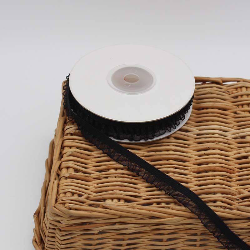 In stock: 1.0cm single-sided black fungus snow yarn lace elastic band for baby clothes, decorative accessories, home textile edging materials pic 9