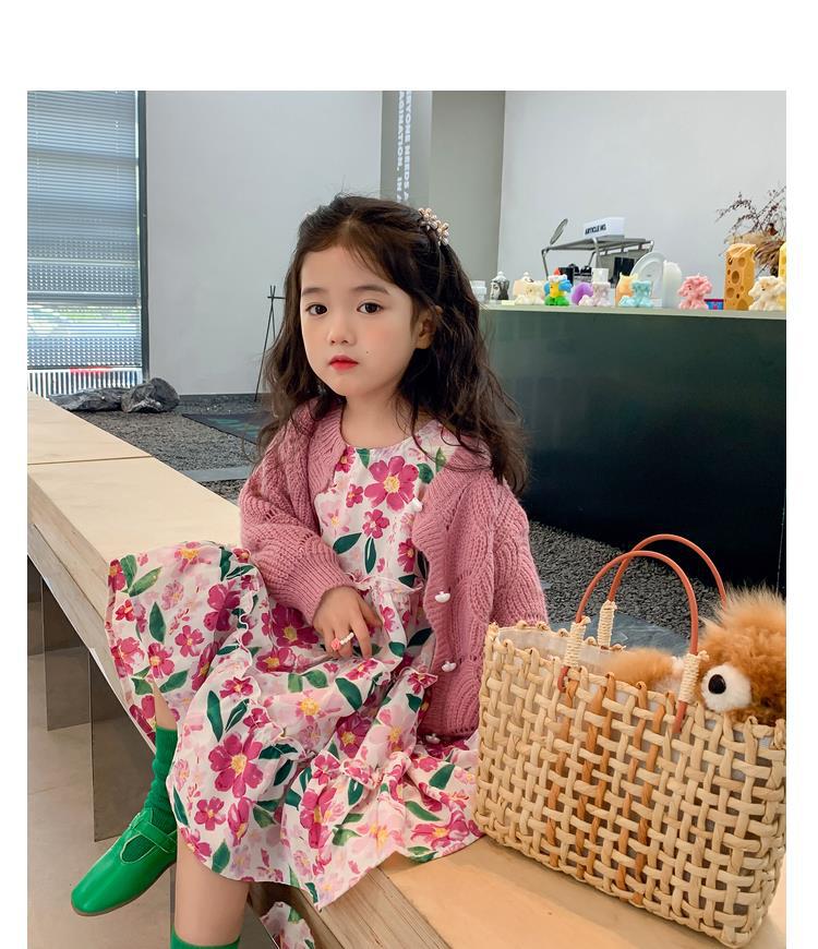 图图小象女童秋季童装儿童韩版碎花连衣裙洋气针织开衫宝宝套装详情29