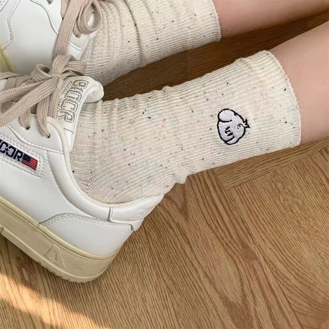 春夏季猫猫狗狗点子纱可爱提花小狗猫袜子女中筒袜百搭透气白色详情1