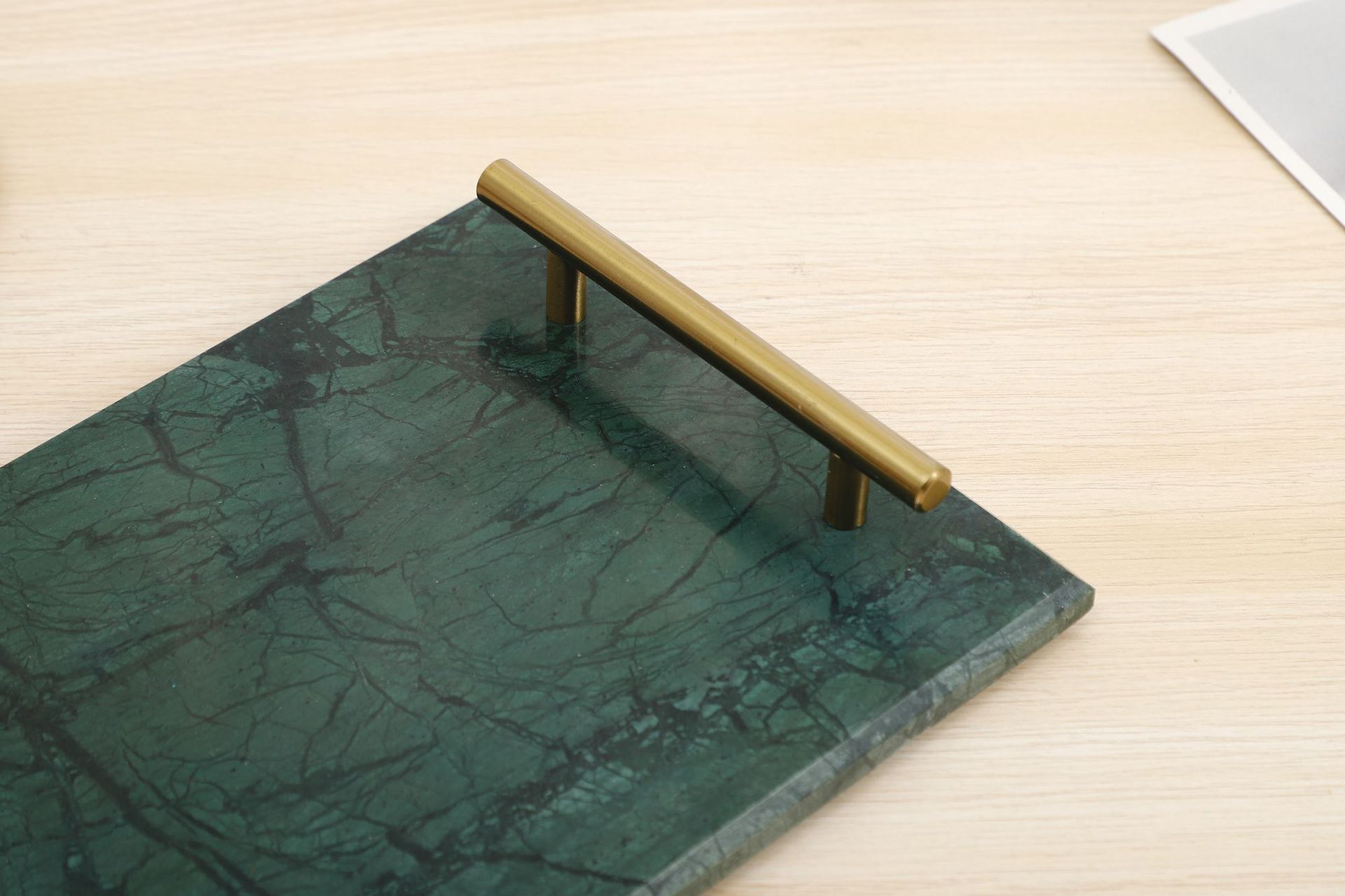 New marble gold handle tray storage tray, simple bathroom display sample tray pic 3