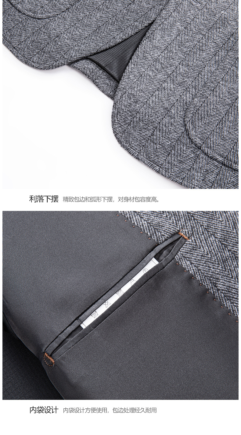 Laishibert autumn and winter knitted woolen woolen suits for young and middle-aged men, small suits for men, slim-fit woolen casual suits pic 50