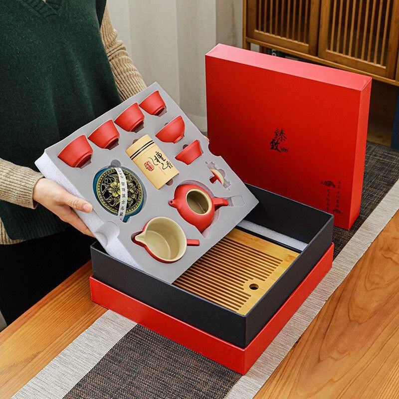 陶瓷功夫茶具简约礼盒家用创意茶盘茶叶罐套装房地产酒店商务礼品详情6