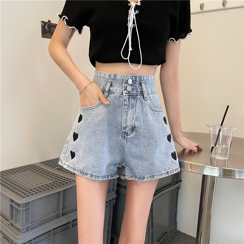 Heart-shaped jeans for women, straight-leg loose, spring and autumn 2021 new style, casual high-waisted shorts with a design sense for petite women pic 12
