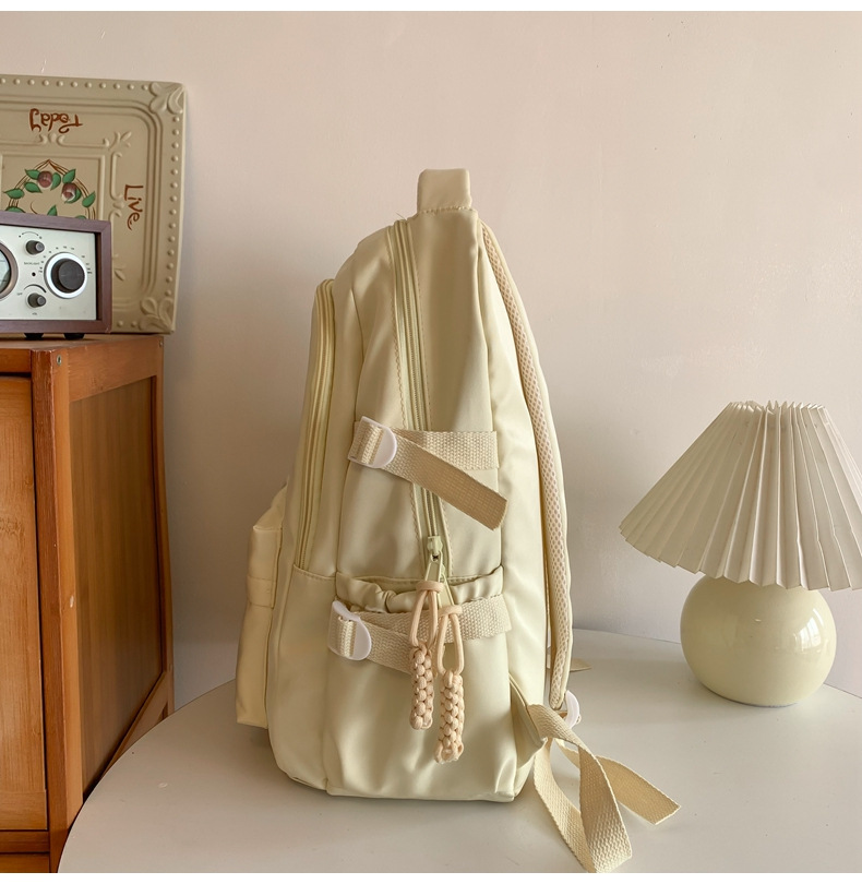 纯色休闲双肩包小学生女初高中书包简约时尚百搭大容量大学生背包详情42