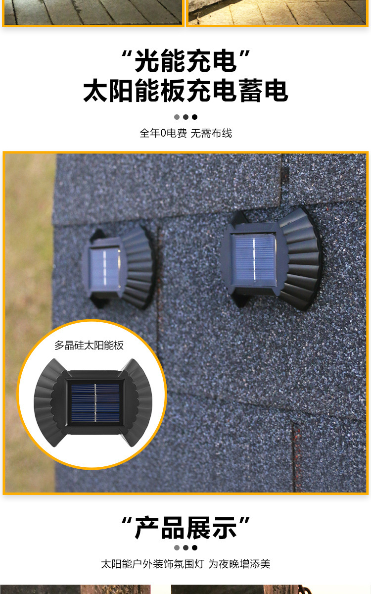 New solar-powered outdoor courtyard lamps for yard and garden decoration and wall washing, with top and bottom luminous atmosphere wall lamps pic 35