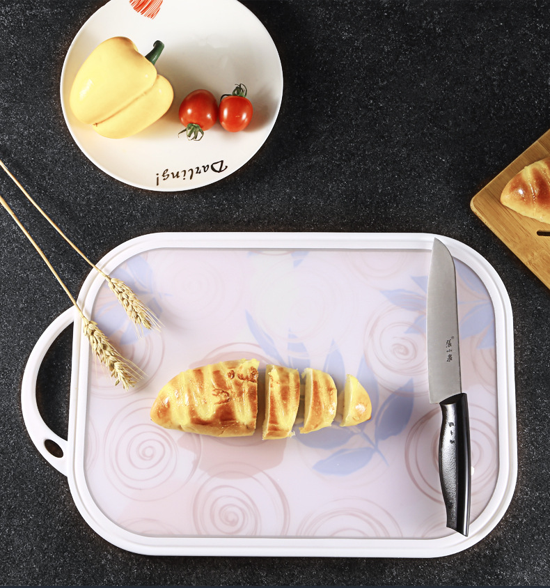 Plastic cutting board, household kitchen cutting board, baby food cutting board, meat, vegetable and fruit cutting board with scale and groove pic 1