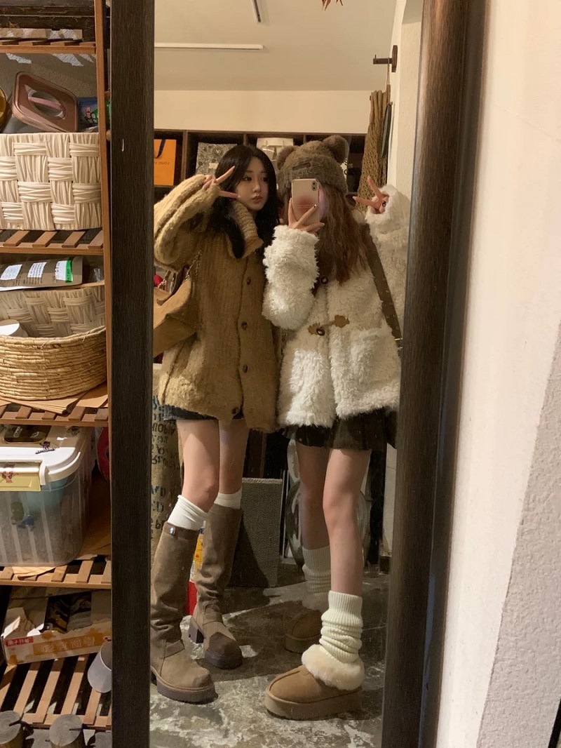Tazz塔茨特厚底牛皮雪地靴女皮毛一体冬季i ugg i女鞋一脚蹬棉鞋详情17