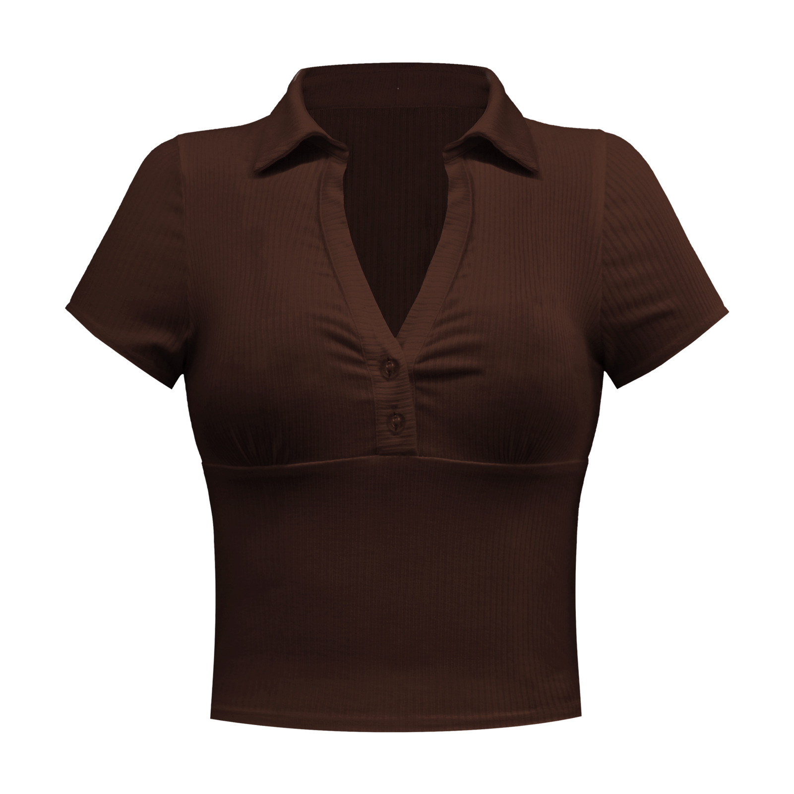 Moda europea y americana verano mujer retro chic recorte de la cintura sudadera corte corto polo manga corta casual camiseta top pic 61