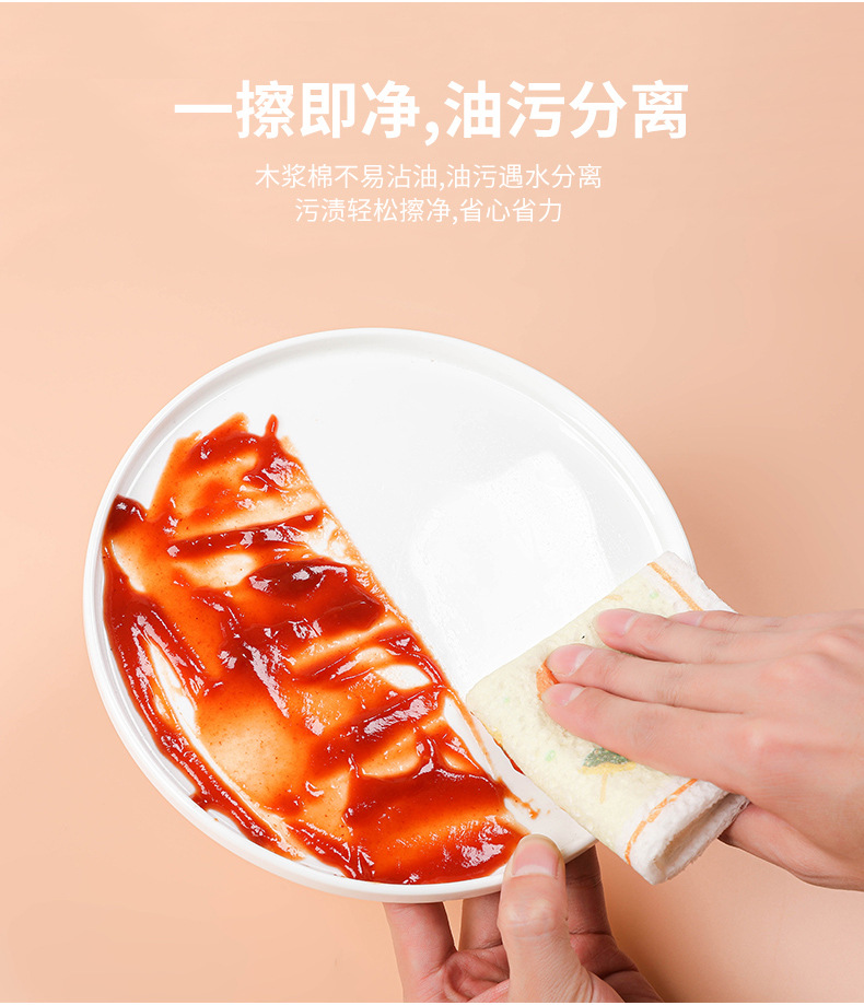 Cartoon wood pulp cotton cloth, kitchen absorbent, oil-proof and stain-removing scouring pad, tablecloth, compressed wood pulp sponge dishcloth pic 5