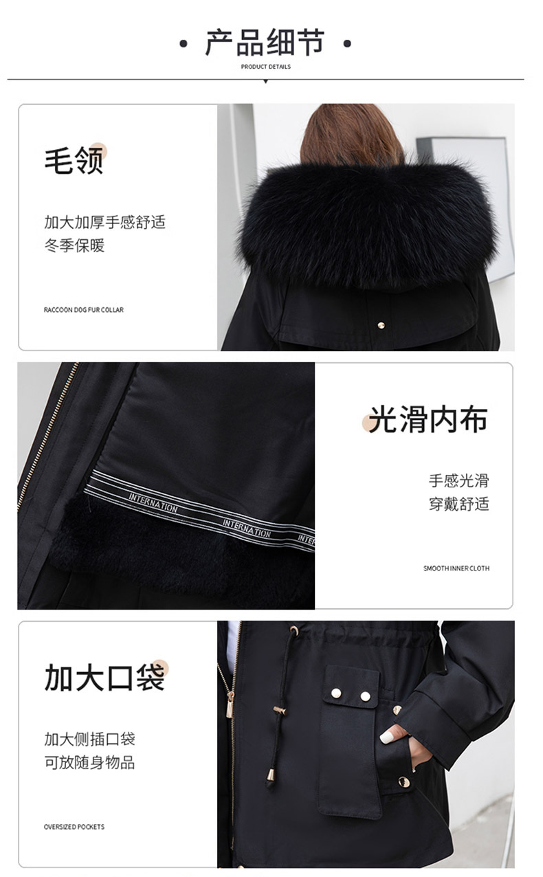 The real photographer overcomes the short and petite girl with a detachable inner liner made of rex rabbit fur 貉子 fur collar haining fur coat for winter pic 6