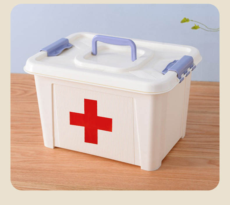 厂家现货家用手提医药箱带隔层急救药箱医院药房出诊多功能收纳箱详情17