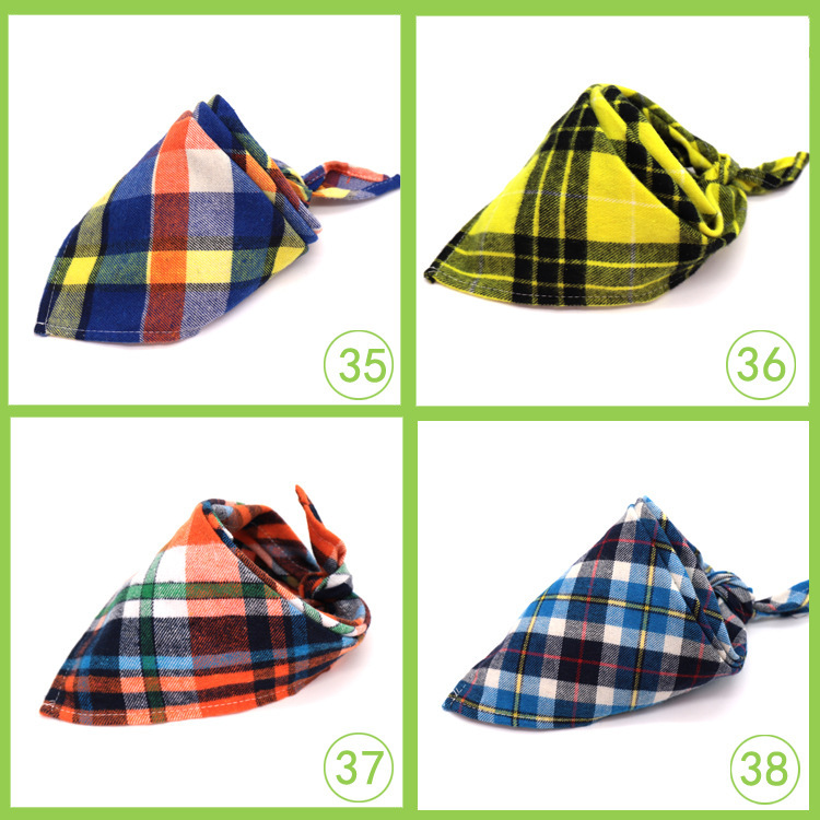 Pet scarf: Fashionable Scottish style checkered dog drool towel, thickened velvet cotton pet triangle towel pic 10