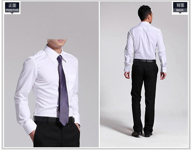 Primavera 2024 camisas blancas de manga larga para hombres modelo de color sólido juventud slim fit negocios ropa de trabajo sin plancha ropa de trabajo para hombres pic 10