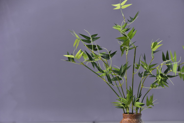 Factory direct sales of artificial bamboo leaves, new Chinese style Zen-like artificial leaves wholesale, 2-prong bamboo leaves, flower and leaf materials, green plants, Lanjin artificial plants pic 12