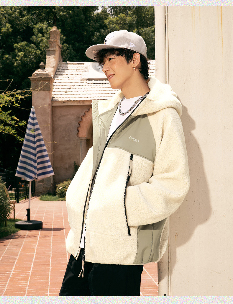 550G lambskin hooded jacket for men, a new winter heavyweight thickened cotton-padded jacket, an American retro trendy brand patchwork cotton-padded jacket pic 16