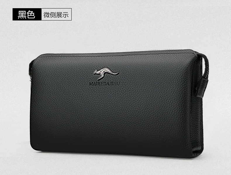 袋鼠手拿包密码锁男士软皮手包大容量男手拿抓包商务夹包代发定制详情9