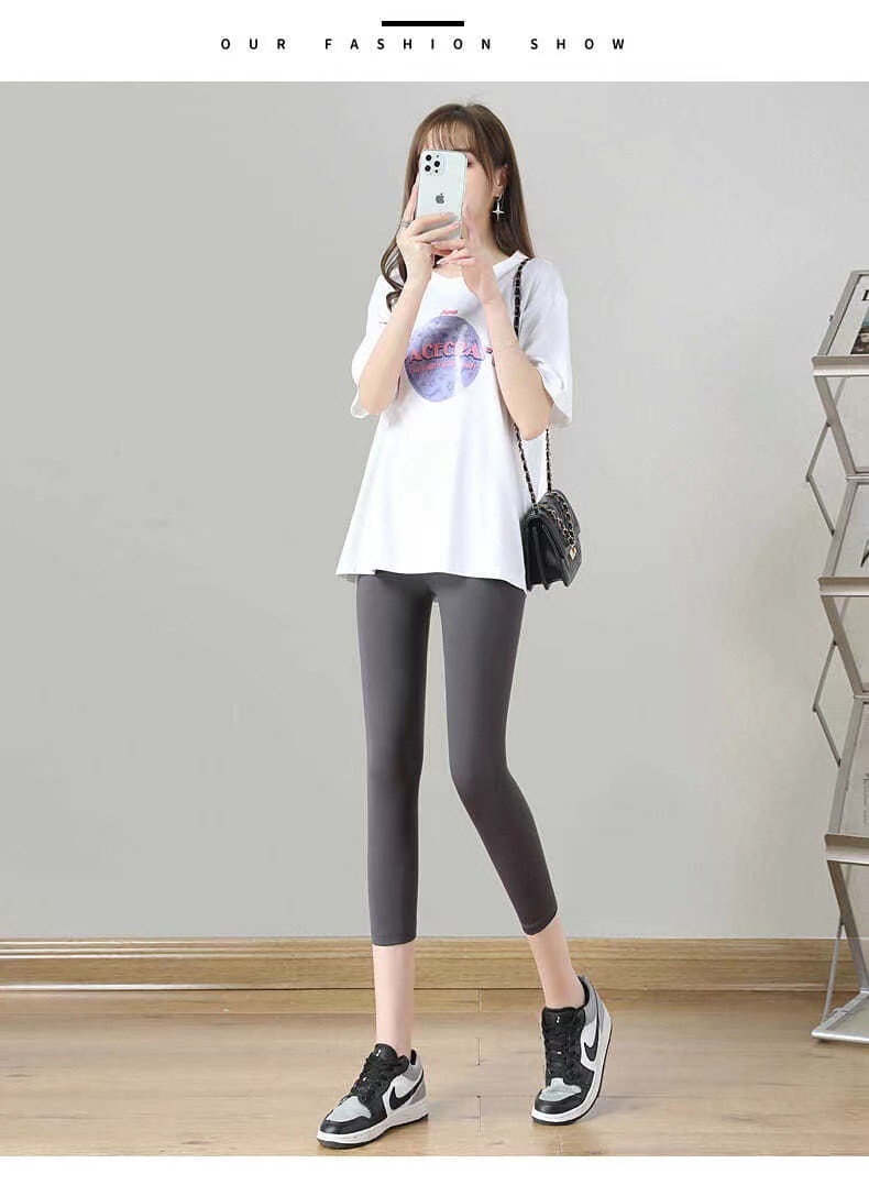 Seven-inch pants for women in summer, thin sharkskin five-inch pants, leggings, elastic tight, slimming and hip-lifting yoga pants pic 32