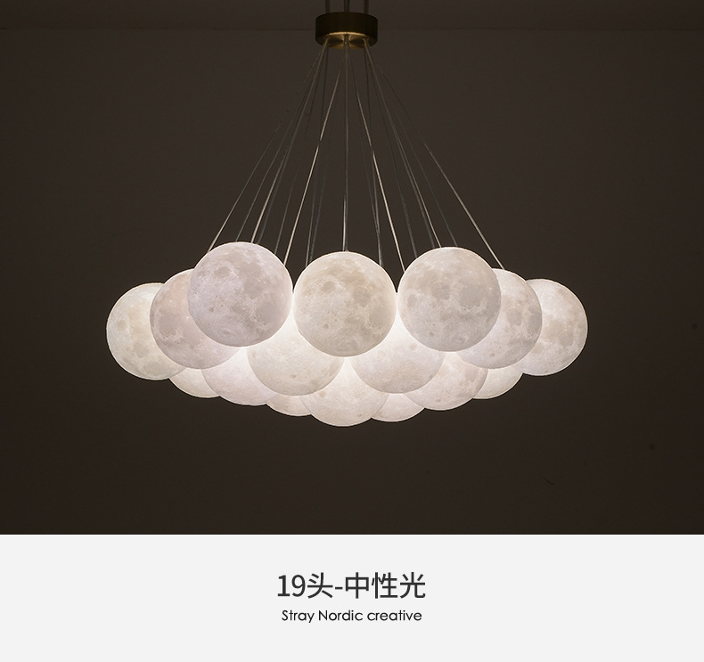 泡泡灯客厅魔豆吊灯现代餐厅卧室灯设计师创意大气星球吊灯月球灯详情15