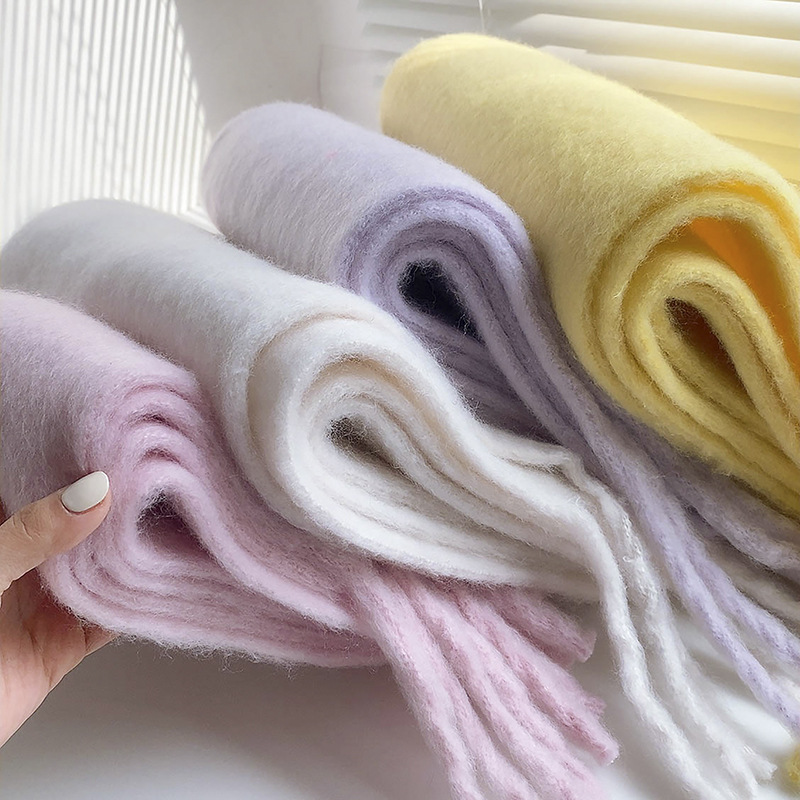 This winter Korean version of the export-oriented scarf is versatile. It features a thick and enlarged solid color shawl made of mohair, exuding a high-end and warm vibe pic 7