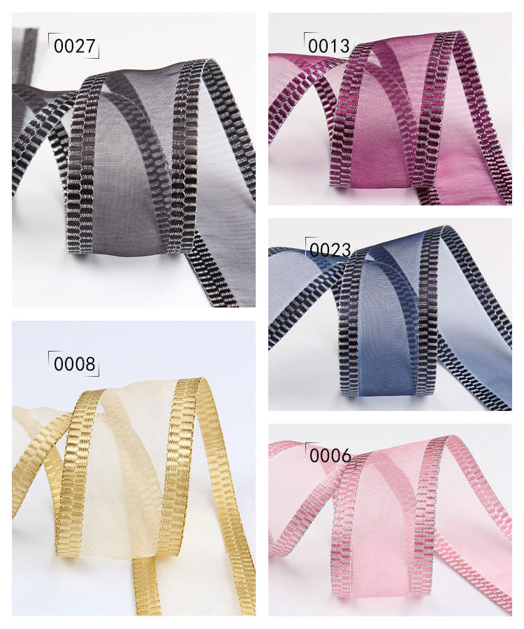 Dingxin Ribbon Wholesale: Korean double-sided silver silk snow Ribbon, DIY handmade butterfly decorated ribbon, edge net ribbon pic 15