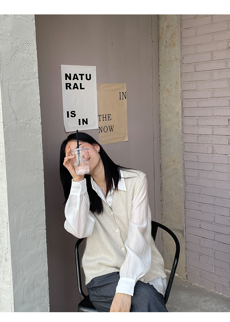 木兰时髦复古小马甲开衫女2023春季新款韩版简约针织上衣女 21507详情36