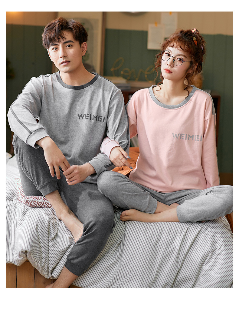 品牌情侣睡衣女长袖纯棉冬季新款韩版男士大码秋冬全棉家居服套装详情68