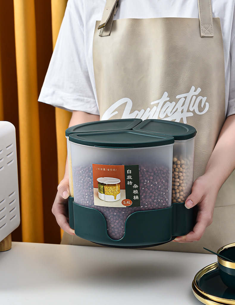 Rotatable five-grain and miscellaneous grain compartmentalized and classified rice bucket, household sealed insect-proof and moisture-proof rice storage box, rice 01201-8323 pic 15