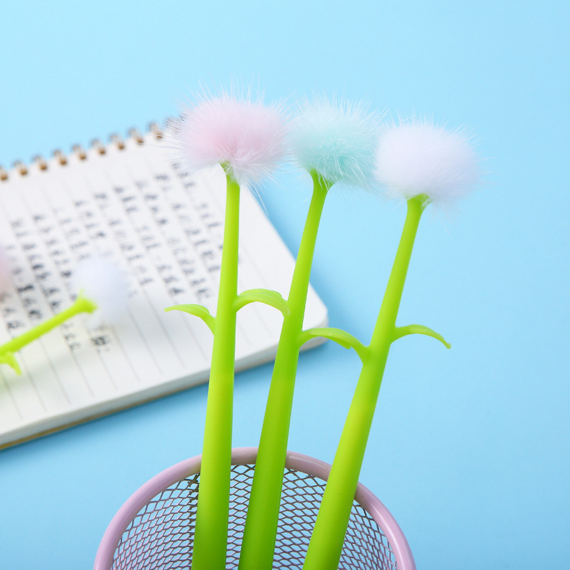 zf2127 Creative Silicone Dandelion Gel Pen, Simulated Flower Ball Pen, Cute Plush Ball, Ball Signature Pen pic 24