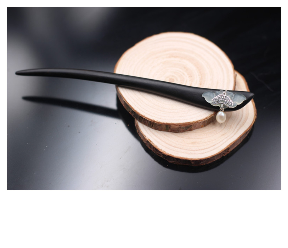 Original design of ebony hairpin women's hair accessory, ancient and simple style, new Chinese style, fringed high-end coiled hair hairpin pic 10