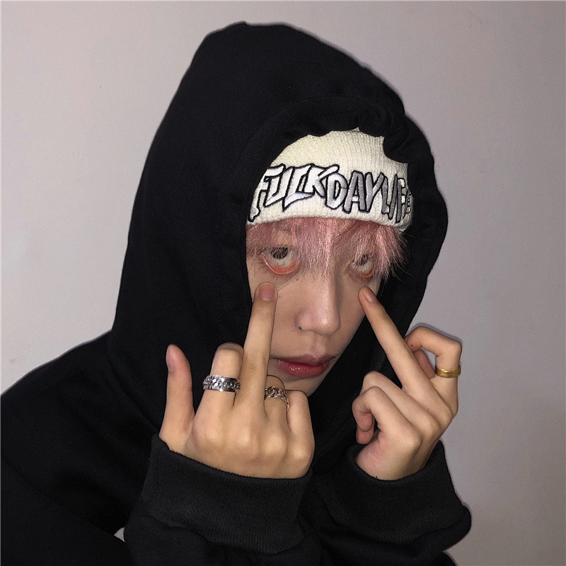 OOTDstudio韩国ins超火复古刺绣字母嘻哈针织潮流帽子冷帽男女潮详情3