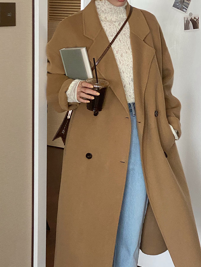 双面大衣女中长款2022新款韩版秋冬宽松洋气羊毛呢外套冬详情25