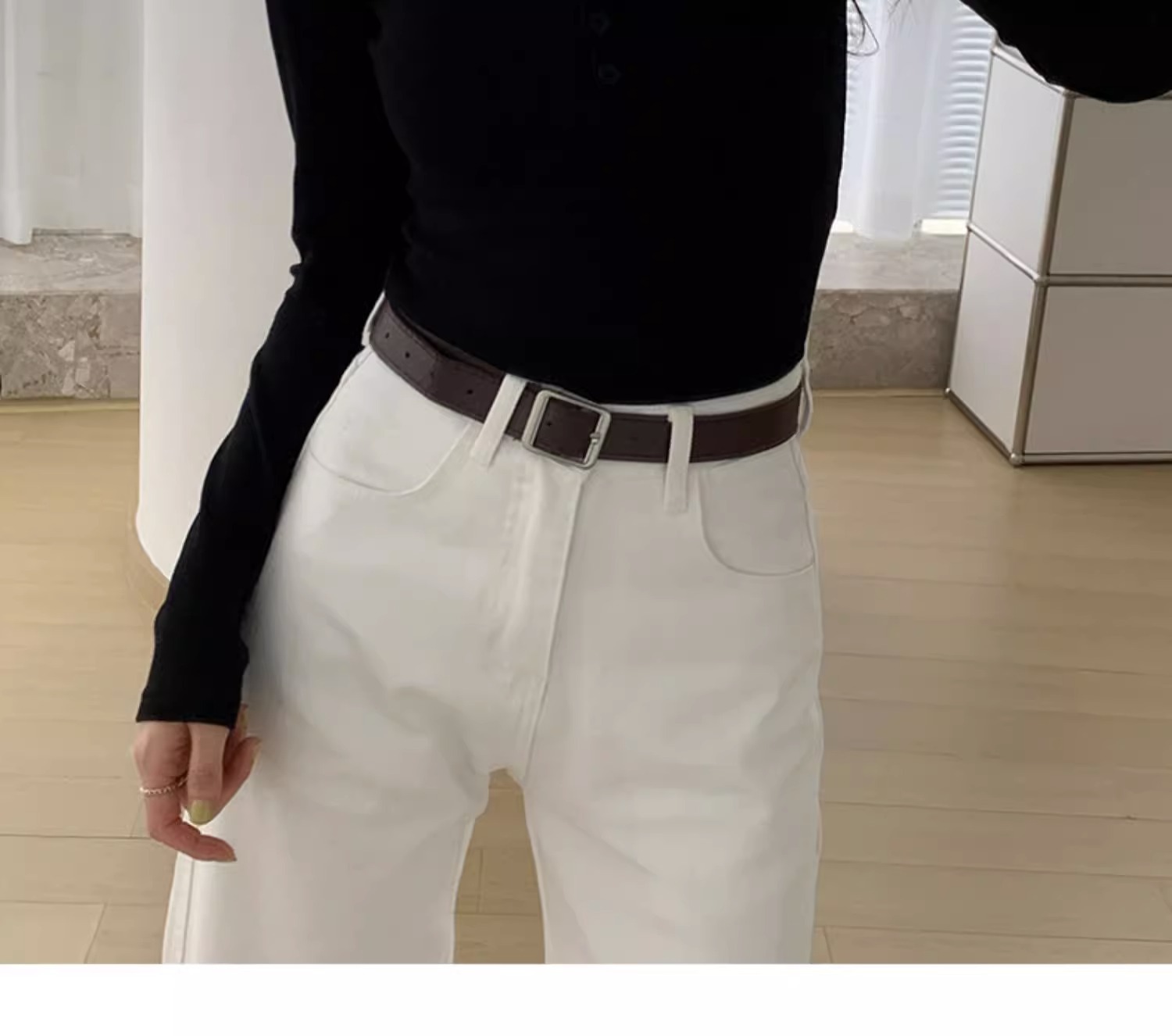 白色长袖t恤女2023秋装新款女装内搭上衣正肩体恤螺纹V领打底衫详情21