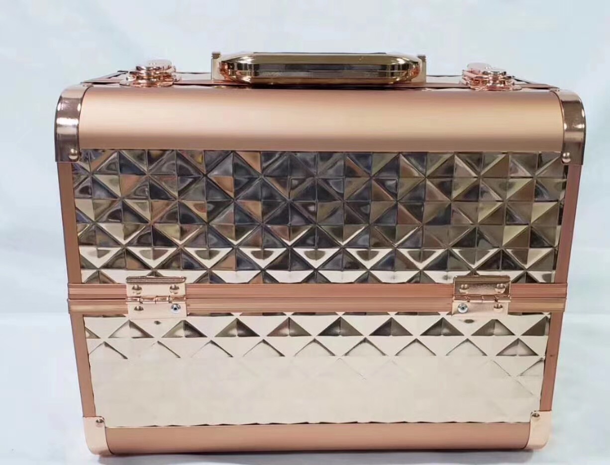 Factory wholesale double-opening two-layer color aluminum makeup boxes, nail and tattoo toolboxes, and cosmetic storage boxes in stock pic 4