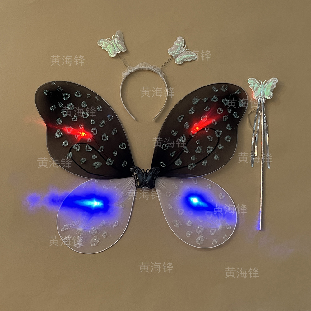 儿童昆虫蝴蝶翅膀三件套跨境节庆表演道具发箍魔法棒蝴蝶精灵套装                              详情9