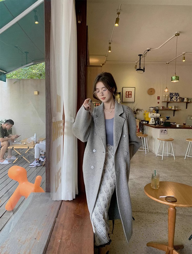 高级感大衣女冬季毛呢外套气质赫本风灰色加厚呢子小香风详情18