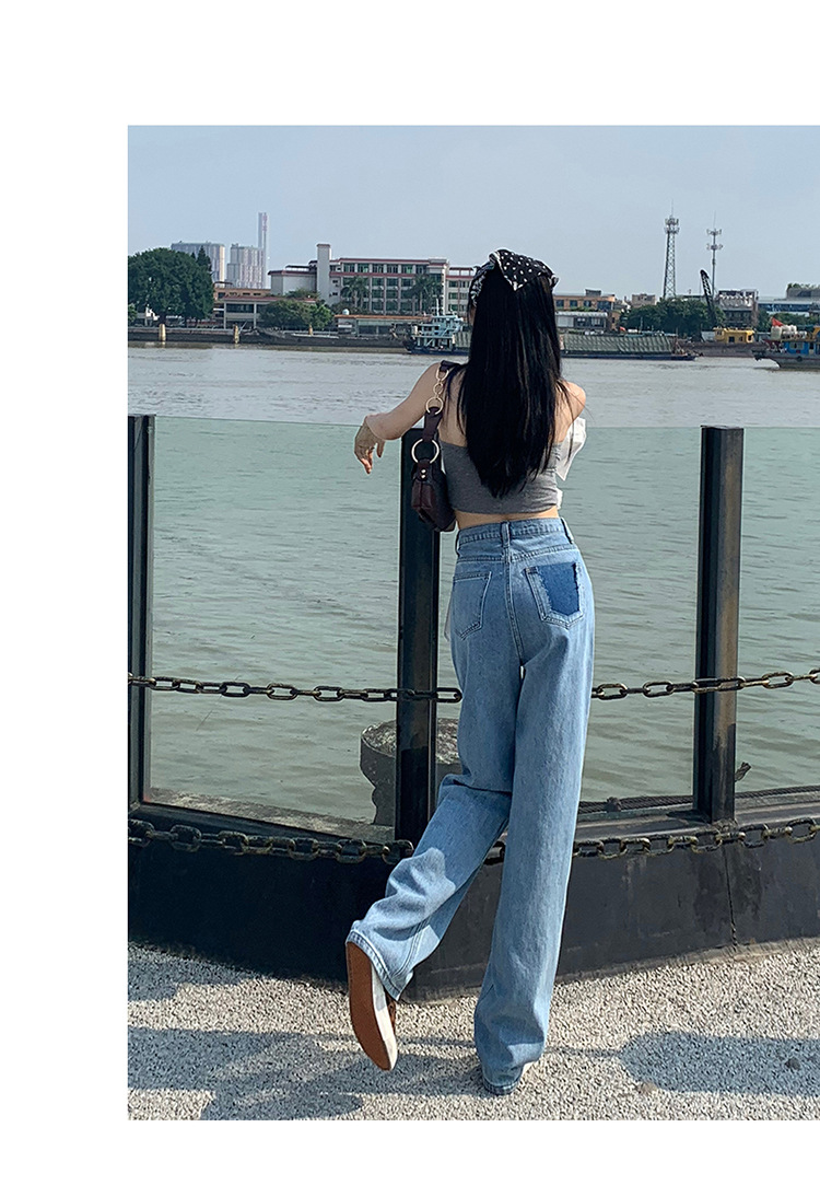 牛仔裤女2023新款春秋扣子潮ins垂感高腰小个子直筒宽松阔腿裤详情19