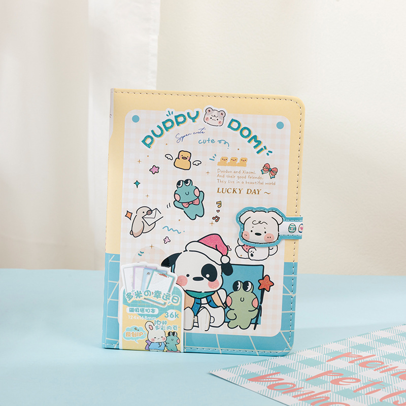 伊莎儿原创IP小狗多米36K磁扣本可爱插画防水彩页设计手账笔记本YL017-LB36K44-8260详情5