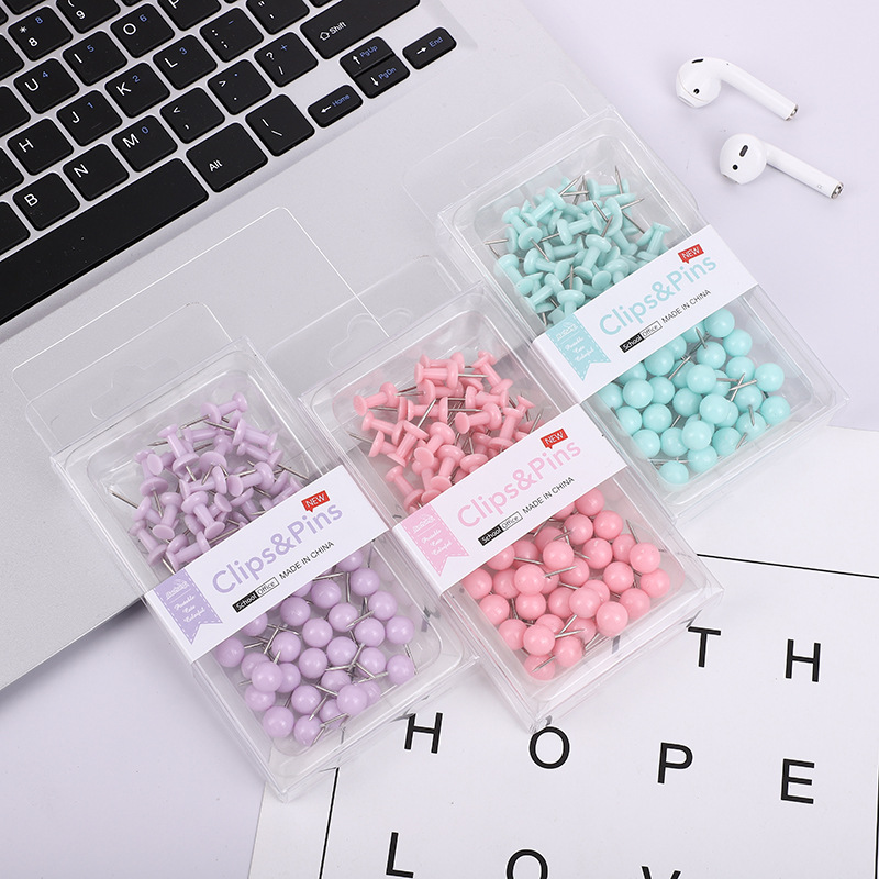 Cross-border 2-in-1 office combo set, macaron-colored large and small paper clip, ticket holder, thumbtack, swallowtail clip, box set pic 13