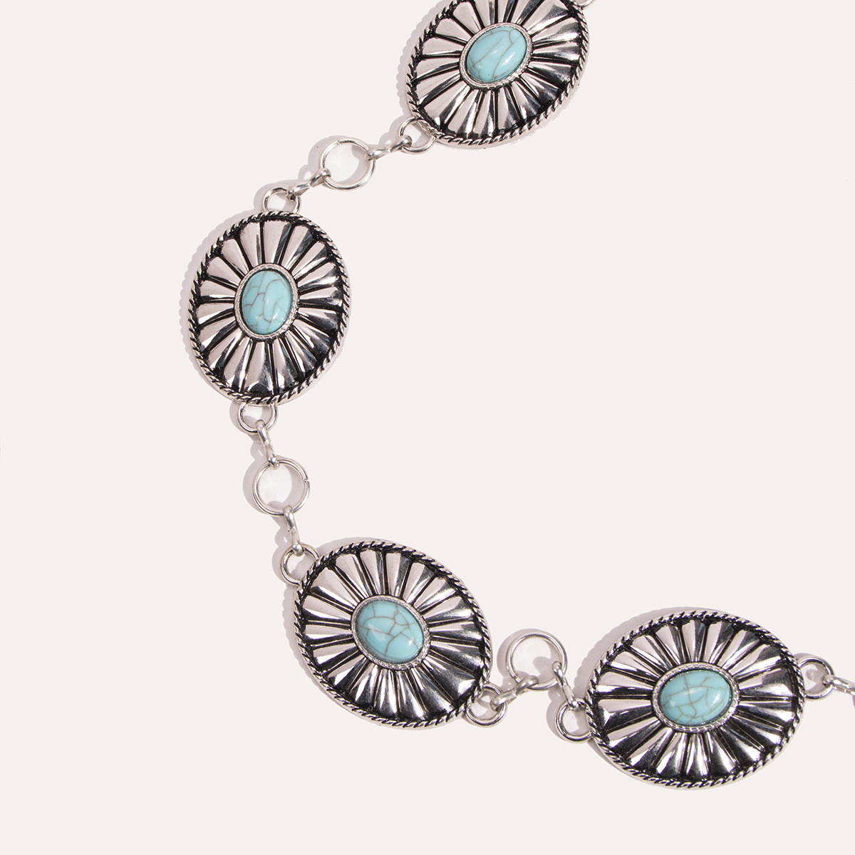 绿松石太阳花腰链3方图