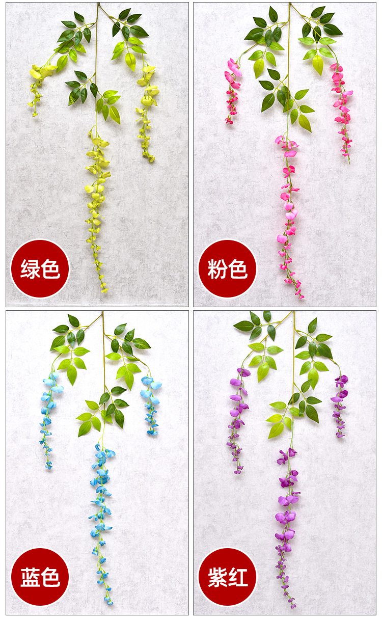 现货仿真紫藤花假花紫罗兰吊顶花紫藤婚庆花装饰藤条装饰花条藤蔓详情19